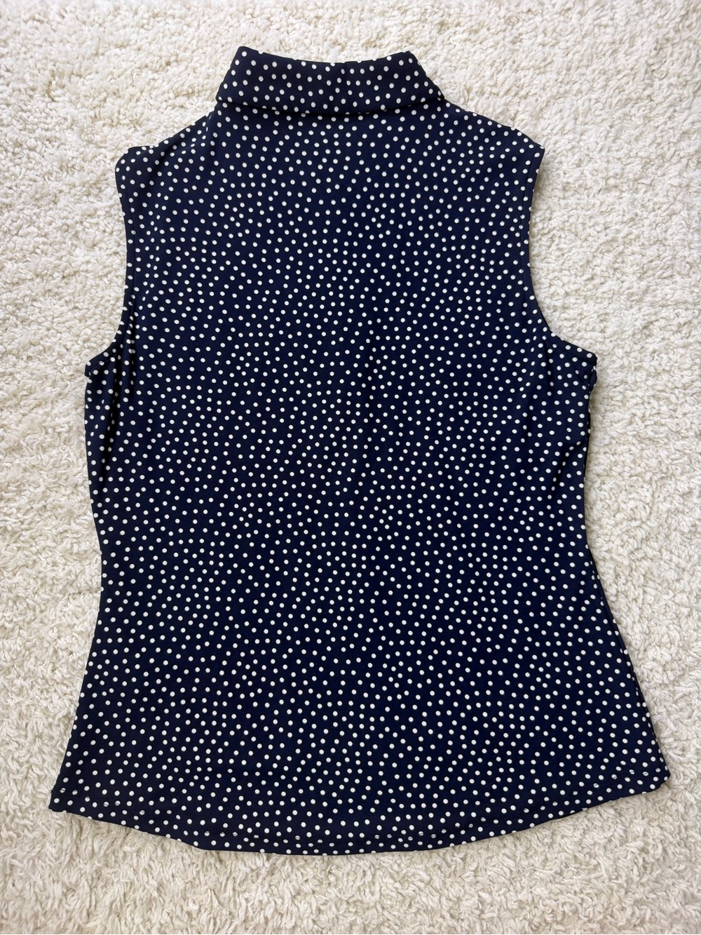 Tommy Hilfiger Small Polka Dot Sleeveless Zip Mock Collar Top NWT - Picture 2 of 6